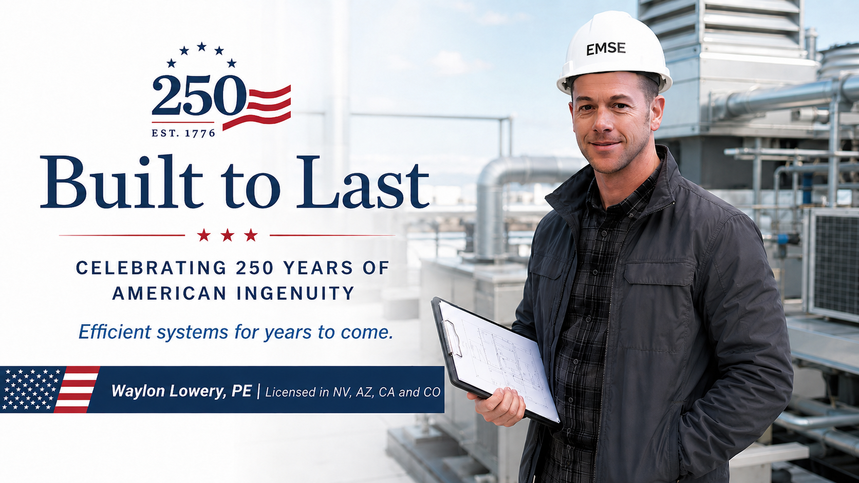 Waylon Lowery, Professional Engineer licensed in Northern Nevada, California, Arizona, and Colorado, inspecting mechanical equipment for Efficient Mechanical Systems Engineering to improve HVAC efficiency and long-term system reliability.